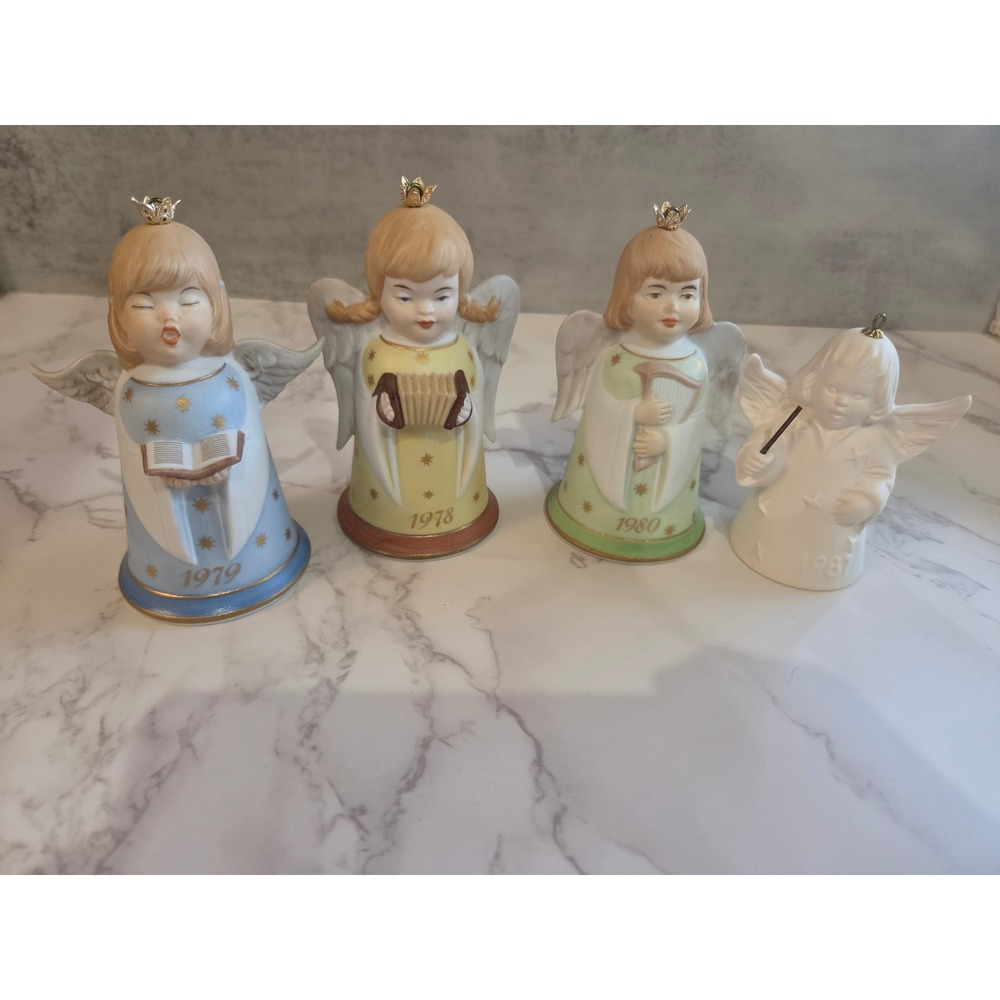 Kaiser W Germany Porcelain Angel Bell Set 1978 1979 1980 1987 Vintage Lot 4